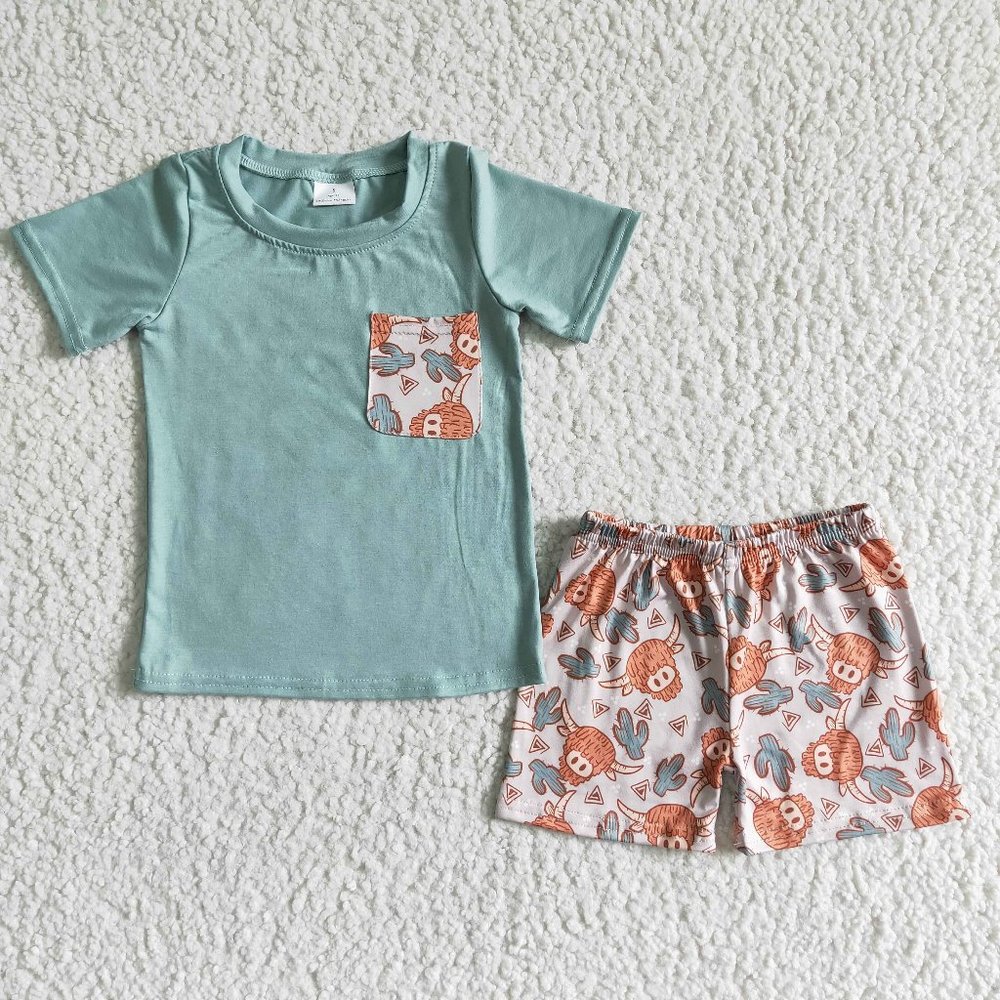 NEW Cow and Cactus Short Set